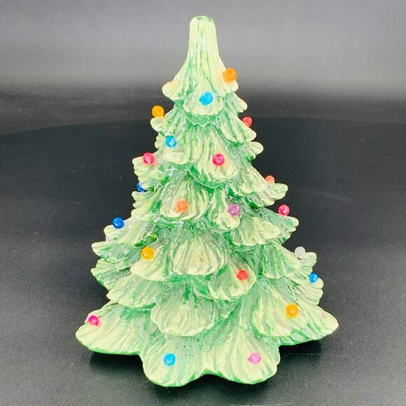 Ceramic Christmas Tree 8" Christmas Village Small Multicolored Lights Imperfect - Picture 3 of 7